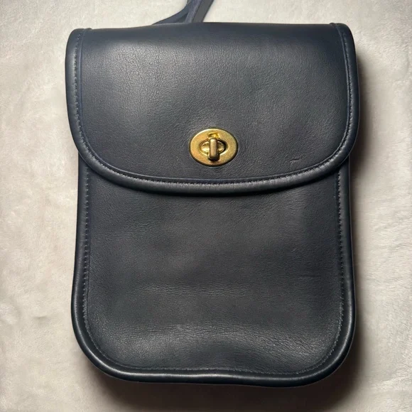 VTG Coach Navy Blue Sidepack Crossbody Shoulder Bag - Picture 8 of 15